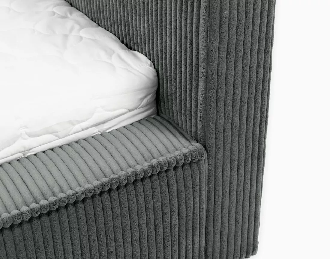 Lit coffre 140x200 cm sommier inclus en velours grosses côtes Swan