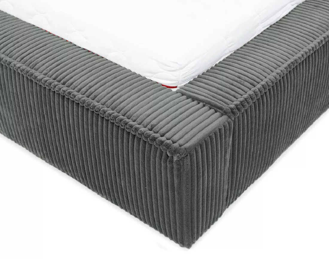 Lit coffre 140x200 cm sommier inclus en velours grosses côtes Swan