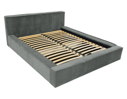 Lit coffre 140x200 cm sommier inclus en velours grosses côtes Swan