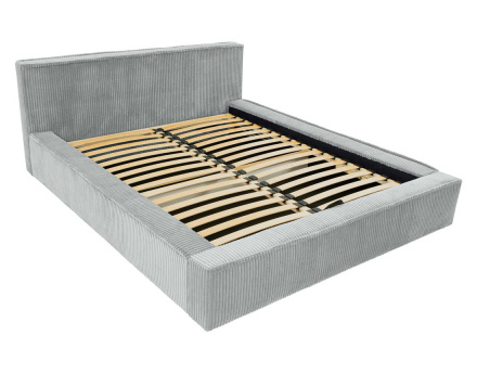Lit coffre 160x200 cm sommier inclus en velours grosses côtes Swan