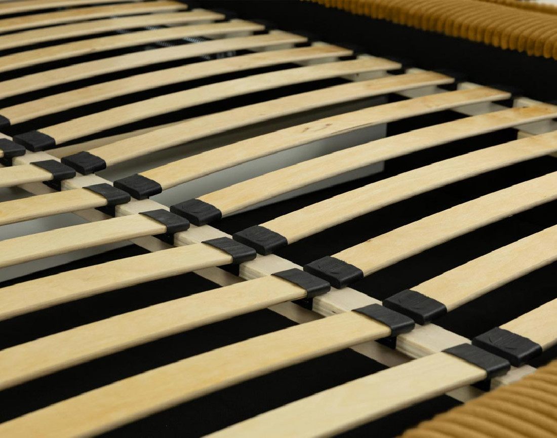 Lit coffre 160x200 cm sommier inclus en velours grosses côtes Swan