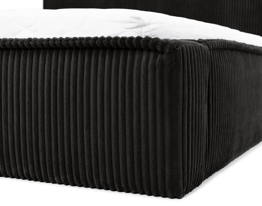 Lit coffre 180x200 cm sommier inclus en velours grosses côtes Swan