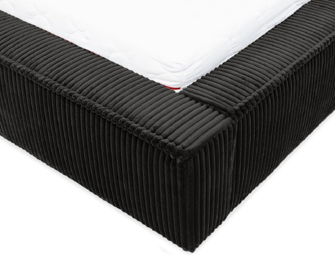 Lit coffre 180x200 cm sommier inclus en velours grosses côtes Swan