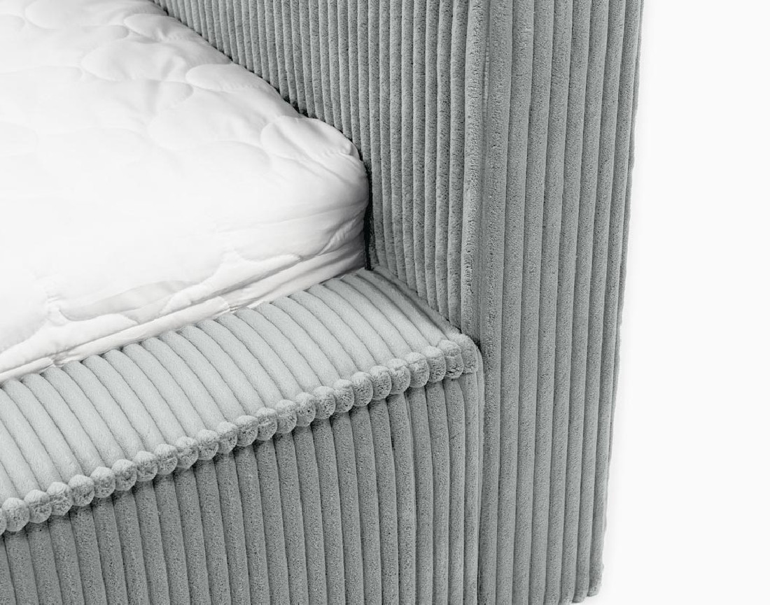 Lit coffre 180x200 cm sommier inclus en velours grosses côtes Swan