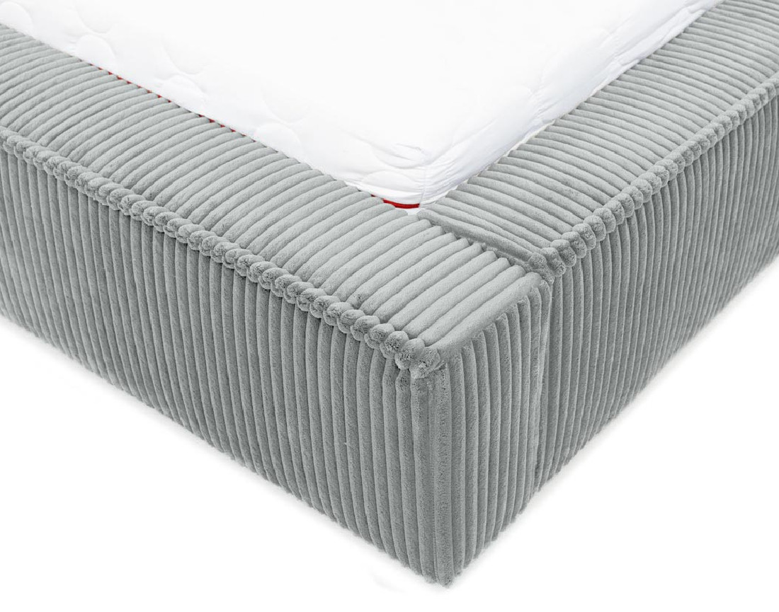 Lit coffre 180x200 cm sommier inclus en velours grosses côtes Swan