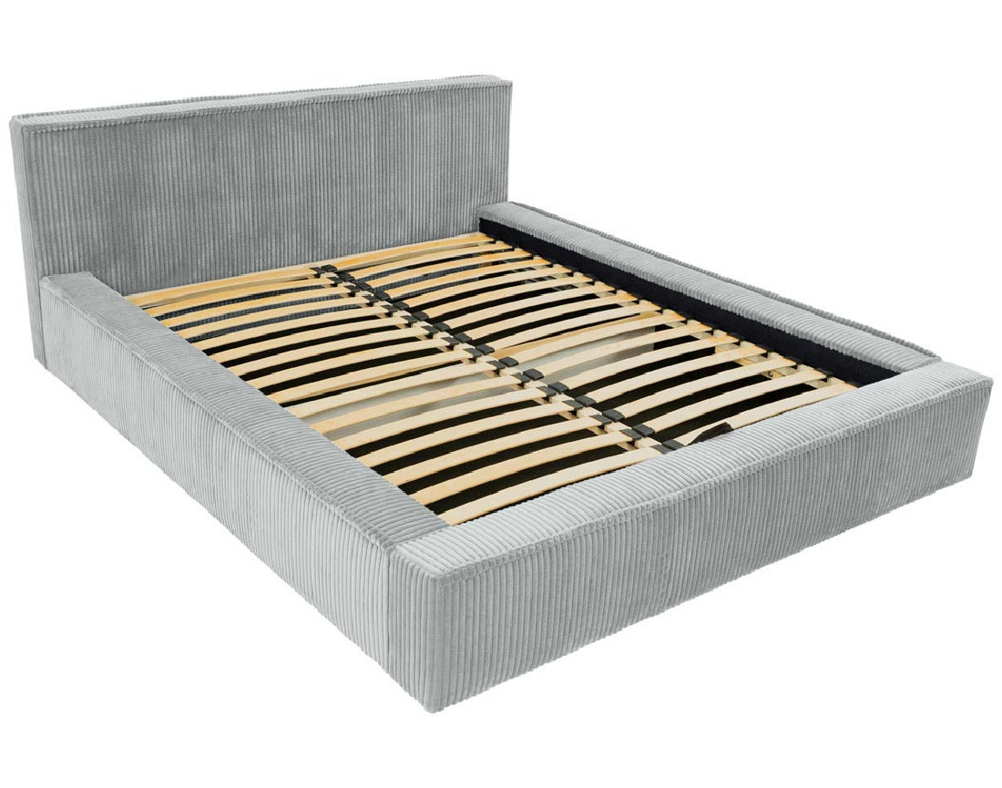 Lit coffre 180x200 cm sommier inclus en velours grosses côtes Swan