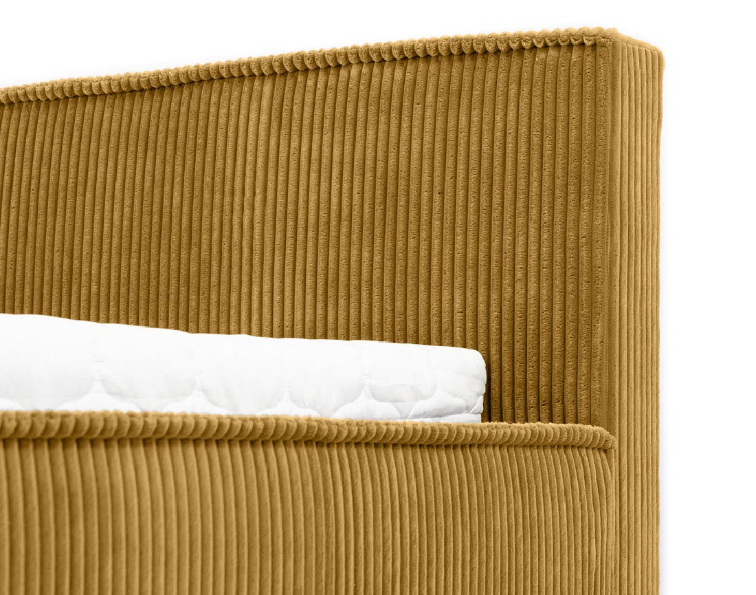 Lit coffre 180x200 cm sommier inclus en velours grosses côtes Swan