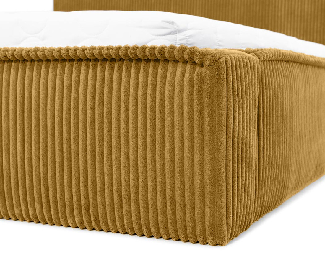 Lit coffre 180x200 cm sommier inclus en velours grosses côtes Swan