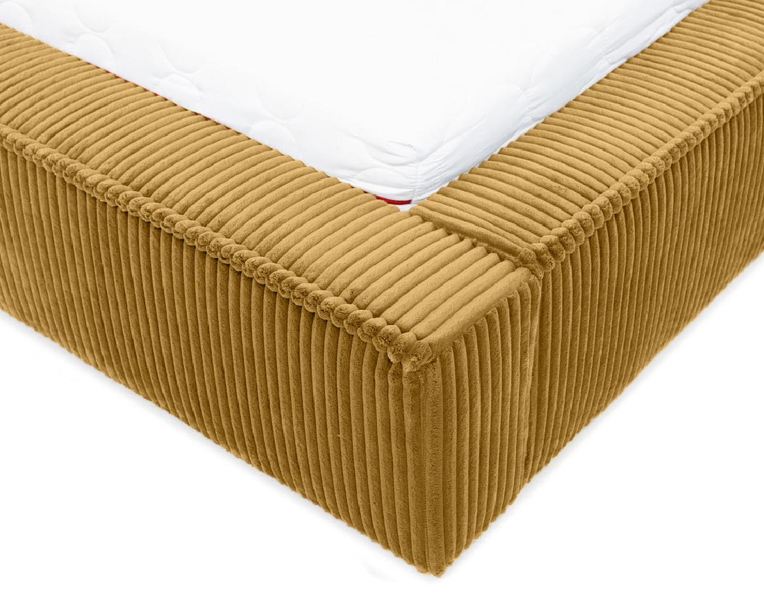 Lit coffre 180x200 cm sommier inclus en velours grosses côtes Swan