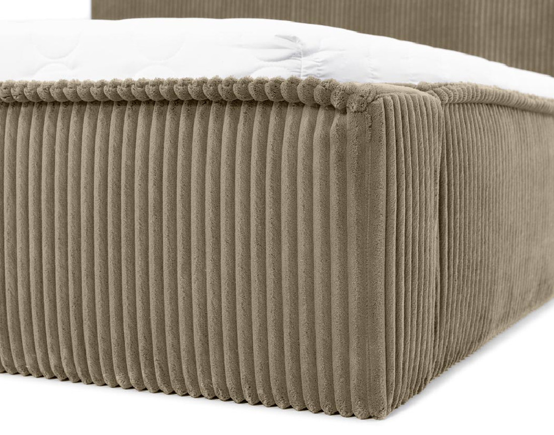 Lit coffre 180x200 cm sommier inclus en velours grosses côtes Swan