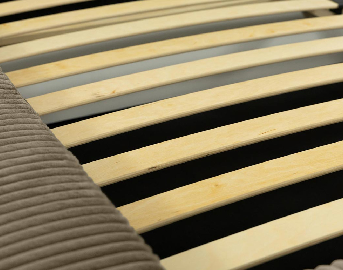 Lit coffre 180x200 cm sommier inclus en velours grosses côtes Swan