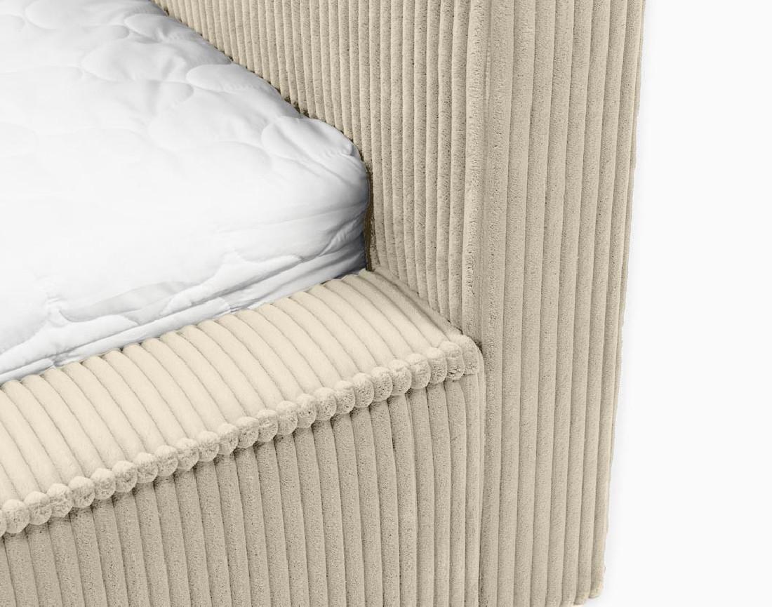 Lit coffre 180x200 cm sommier inclus en velours grosses côtes Swan
