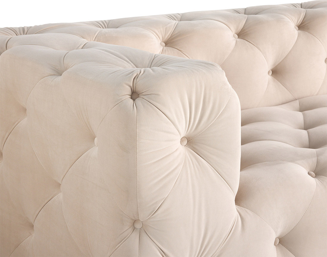 Canapé Chesterfield d'angle droit 5 places en velours Gallata