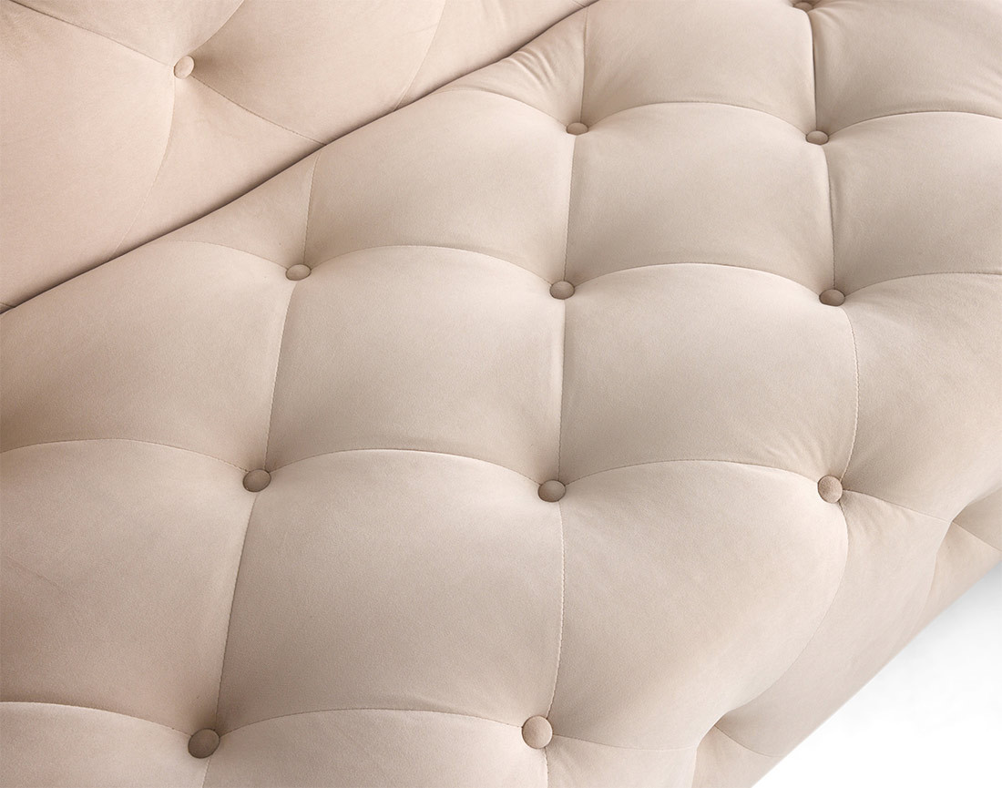 Canapé Chesterfield d'angle droit 5 places en velours Gallata