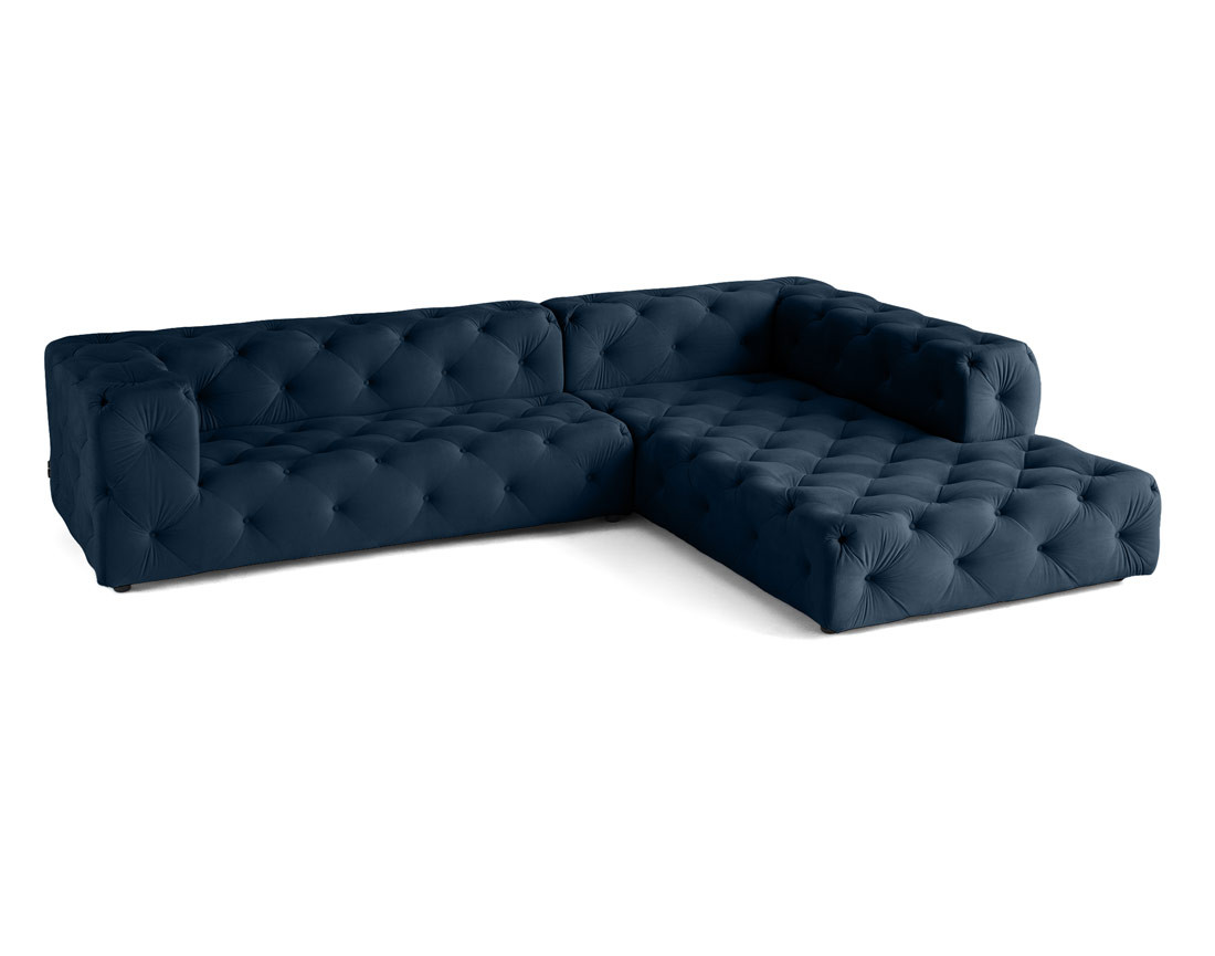 Canapé Chesterfield d'angle droit 5 places en velours Gallata