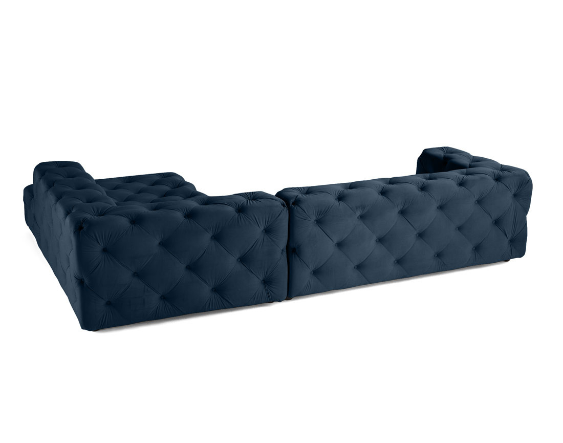 Canapé Chesterfield d'angle droit 5 places en velours Gallata
