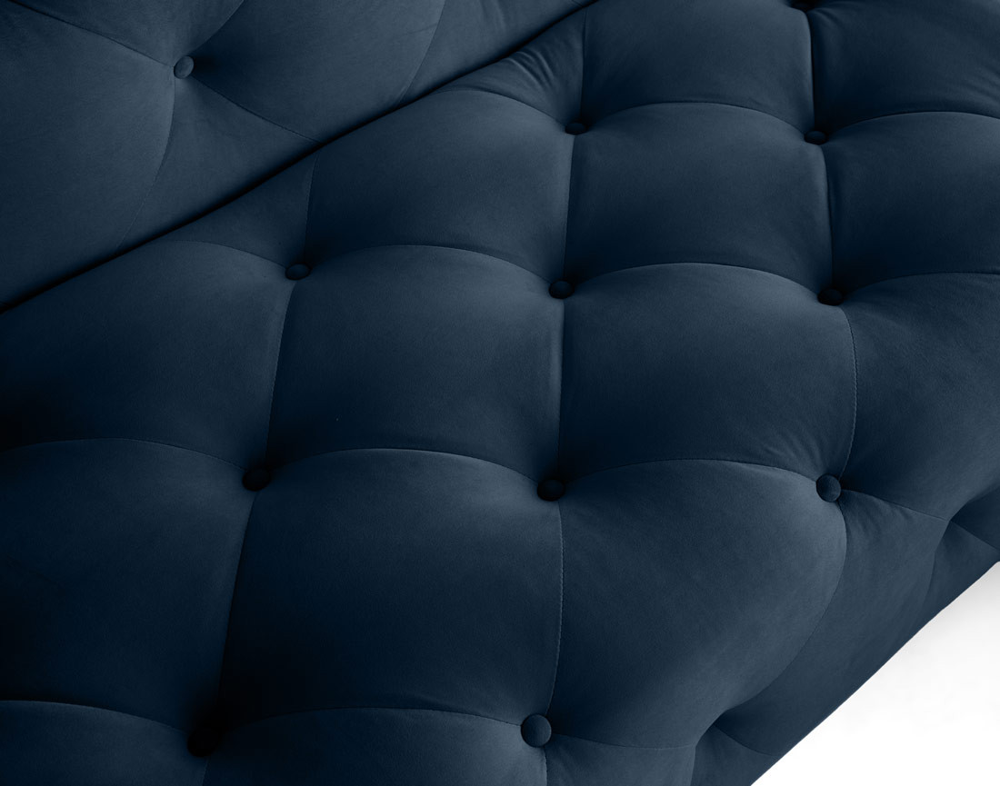 Canapé Chesterfield d'angle droit 5 places en velours Gallata