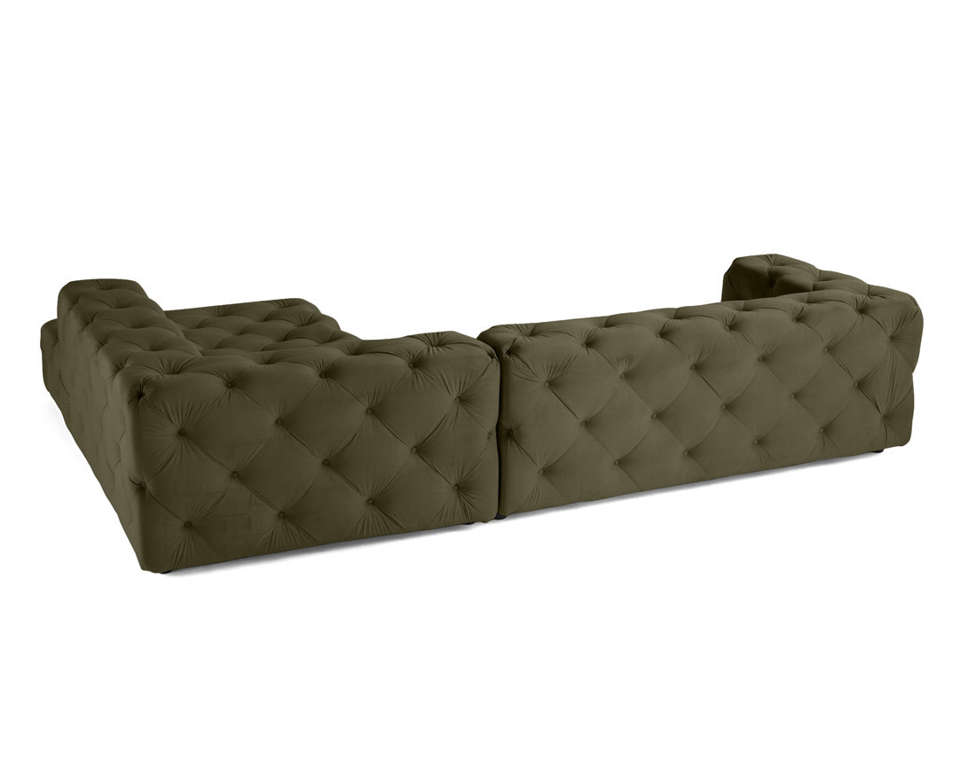 Canapé Chesterfield d'angle droit 5 places en velours Gallata