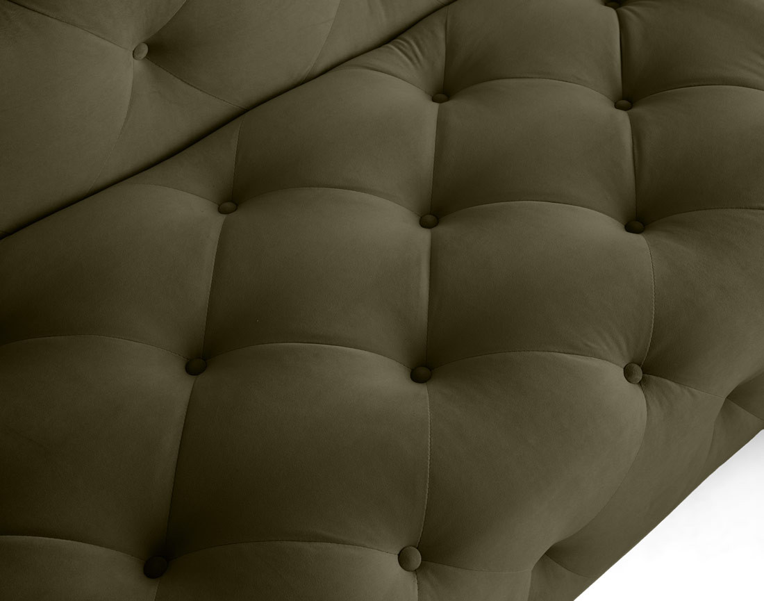 Canapé Chesterfield d'angle droit 5 places en velours Gallata