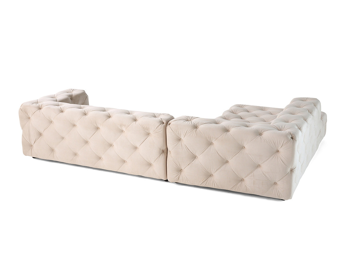 Canapé Chesterfield d'angle gauche 5 places en velours Gallata