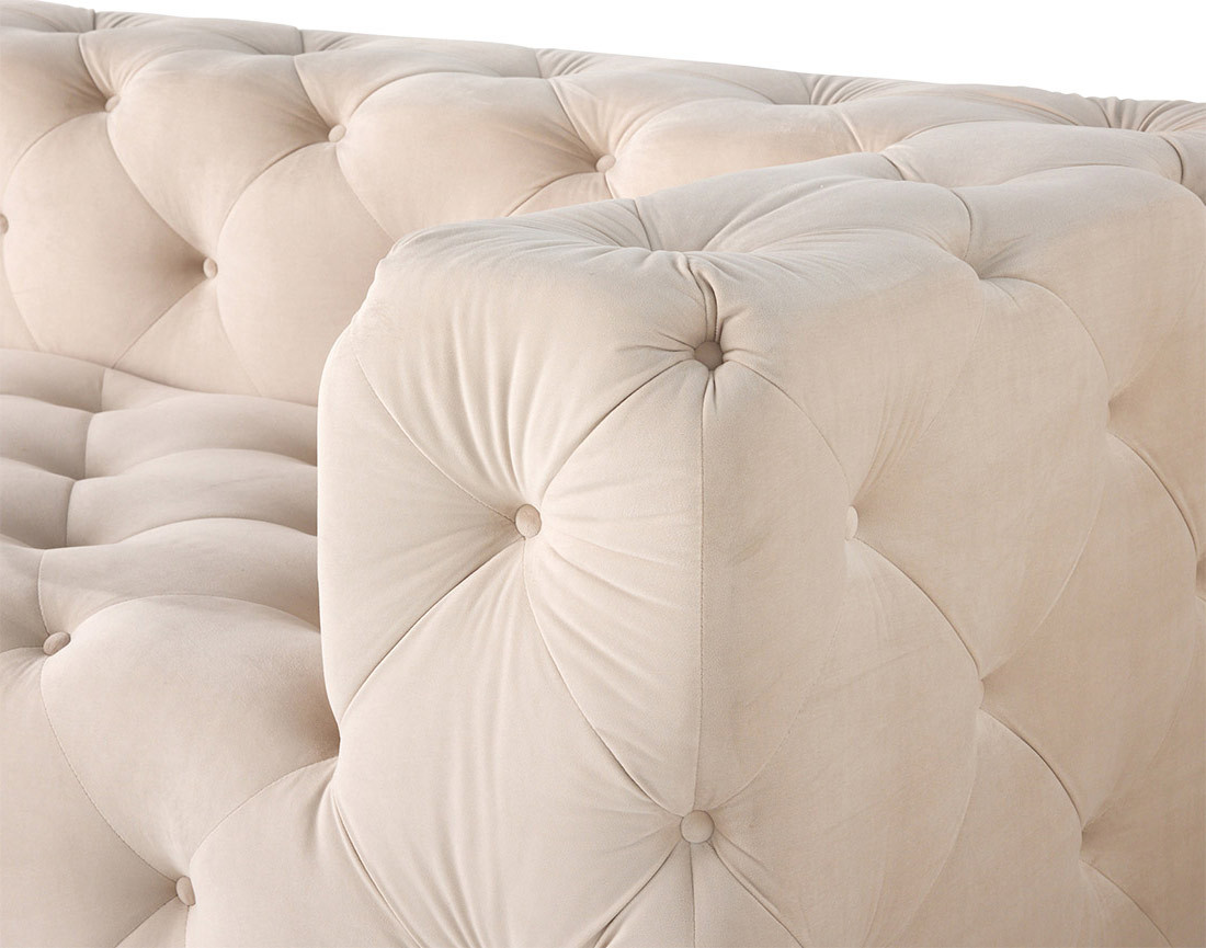 Canapé Chesterfield d'angle gauche 5 places en velours Gallata