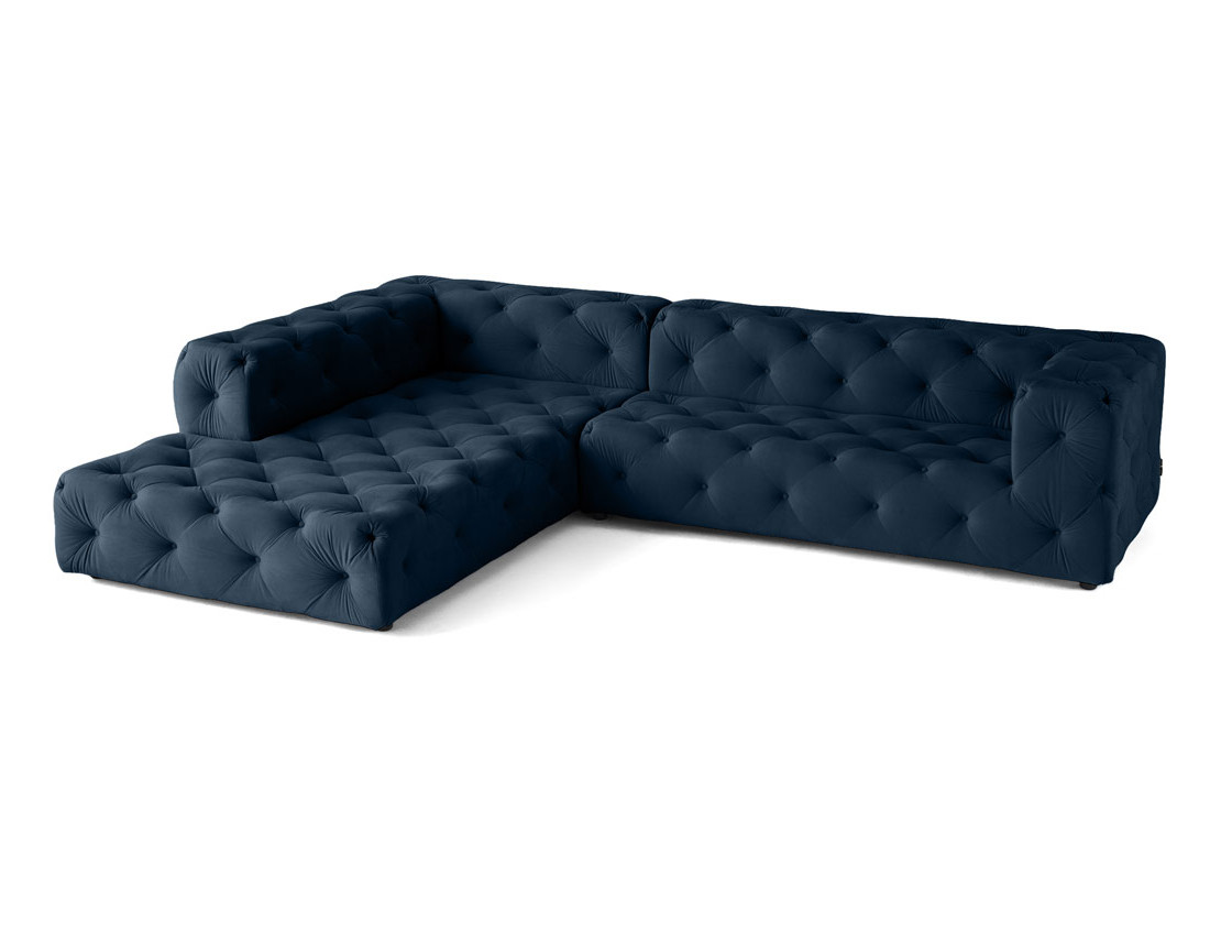 Canapé Chesterfield d'angle gauche 5 places en velours Gallata