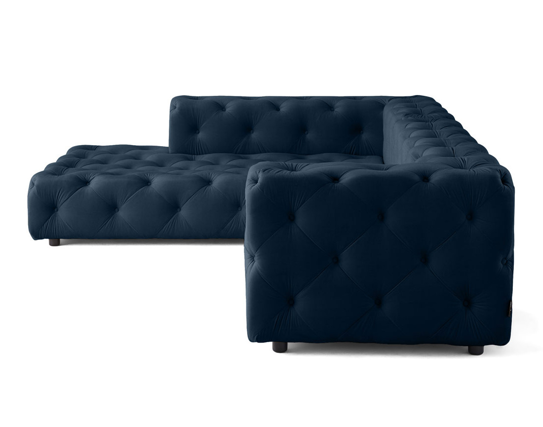 Canapé Chesterfield d'angle gauche 5 places en velours Gallata