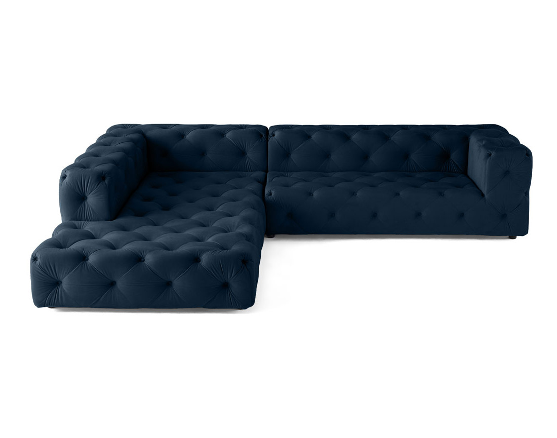 Canapé Chesterfield d'angle gauche 5 places en velours Gallata