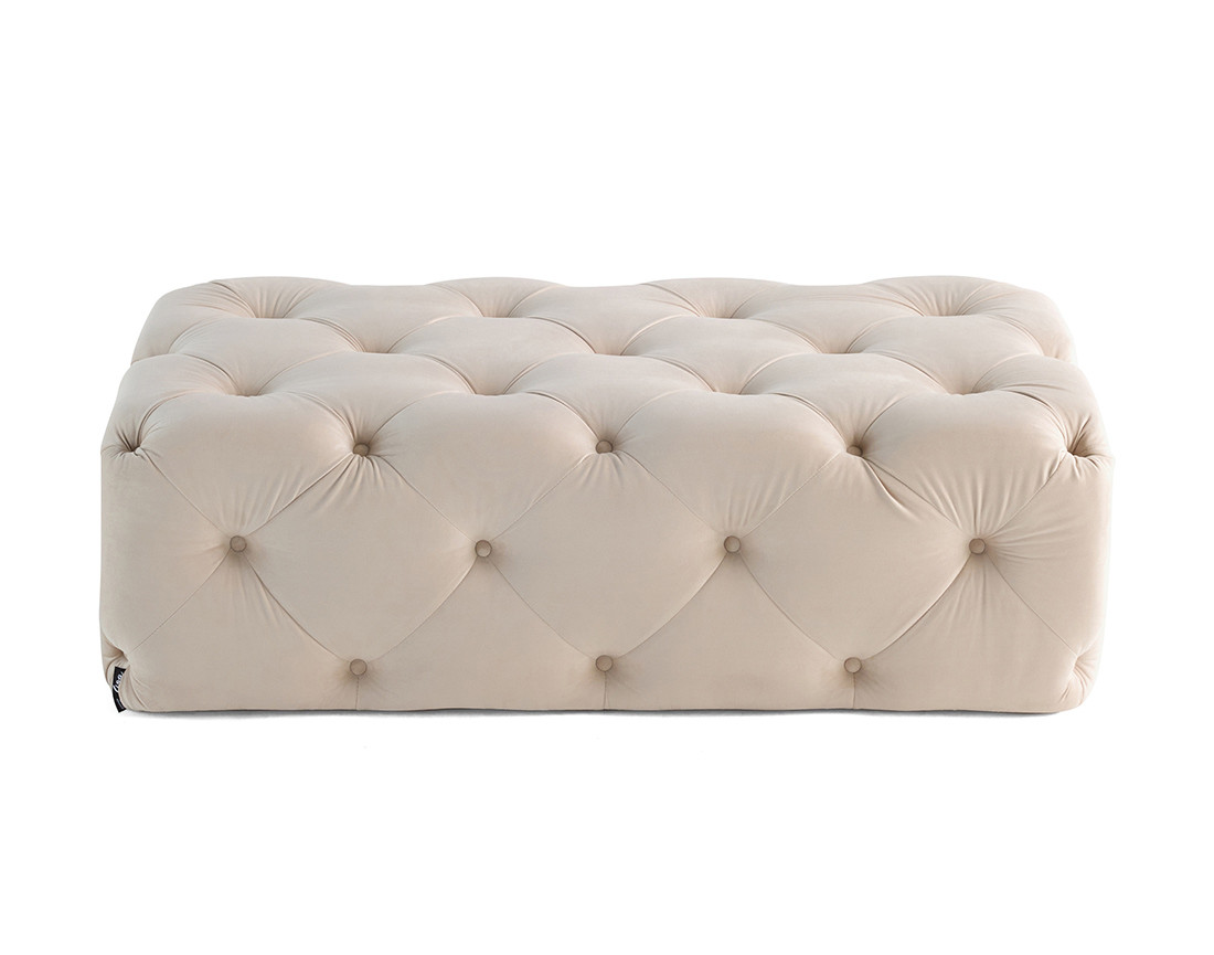 Pouf rectangulaire Chesterfield en velours Gallata