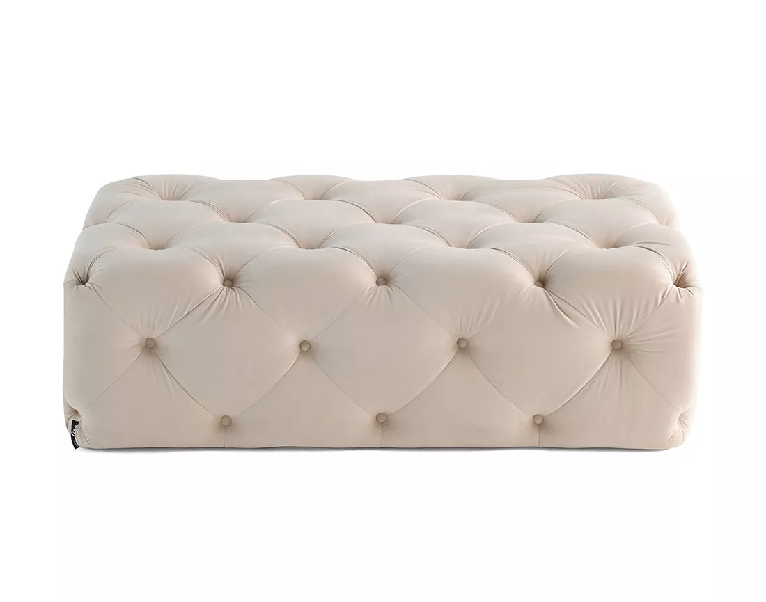 Pouf rectangulaire Chesterfield en velours Gallata