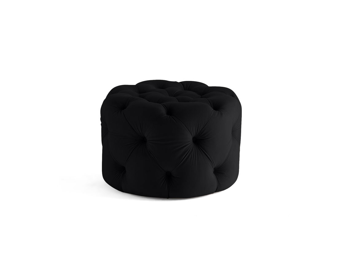 Pouf rond Chesterfield en velours Gallata