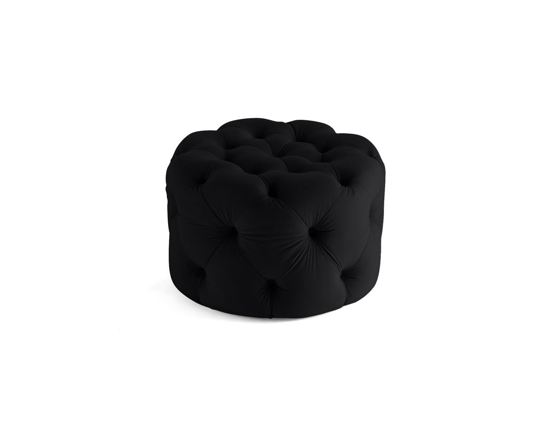 Pouf rond Chesterfield en velours Gallata