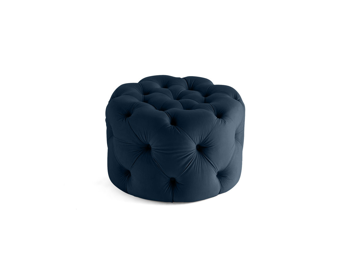 Pouf rond Chesterfield en velours Gallata