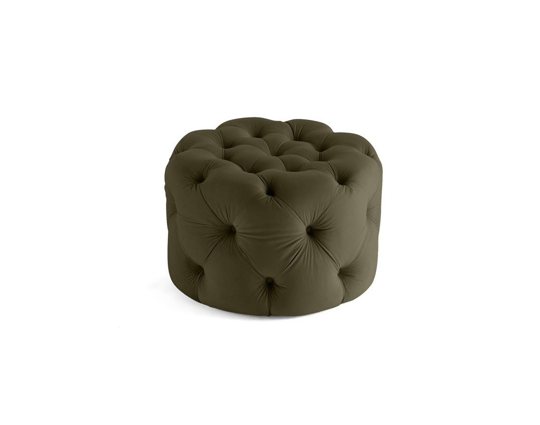Pouf rond Chesterfield en velours Gallata
