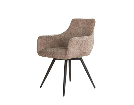 Lot de 2 fauteuils rotatifs en tissu bouclette sable Boha