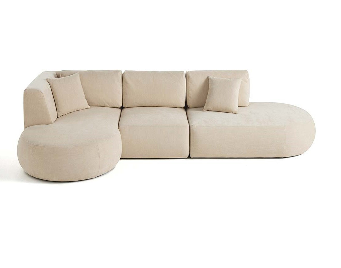 Canapé modulable d'angle gauche 5 places en tissu texturé Santorini