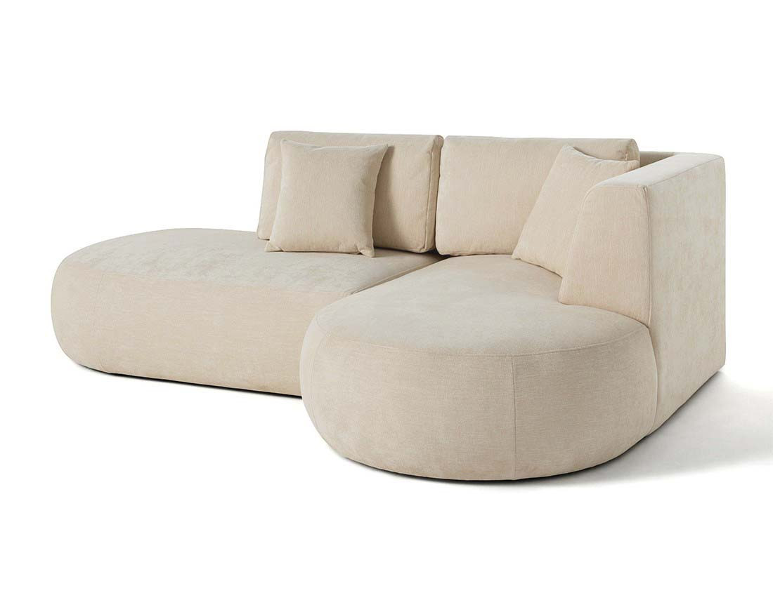 Canapé modulable d'angle droit avec pouf 4 places en tissu texturé Santorini