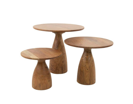 Lot de 3 tables basses bois d'acacia massif Henna