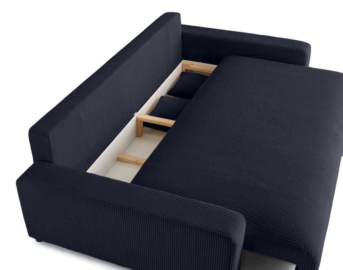 Canapé 3 places convertible avec coffre en velours côtelé Pivoine