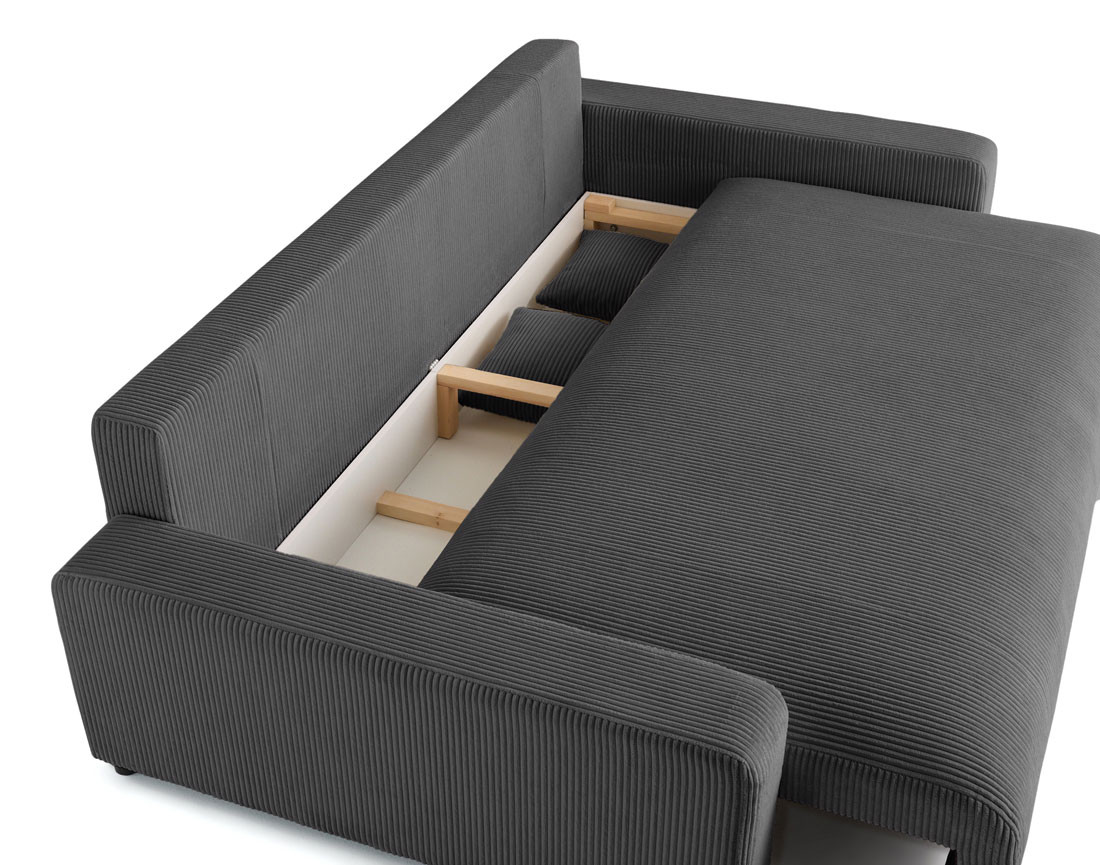 Canapé 3 places convertible avec coffre en velours côtelé Pivoine