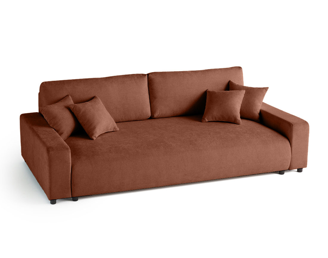 Canapé 3 places convertible avec coffre en velours texturé Pivoine