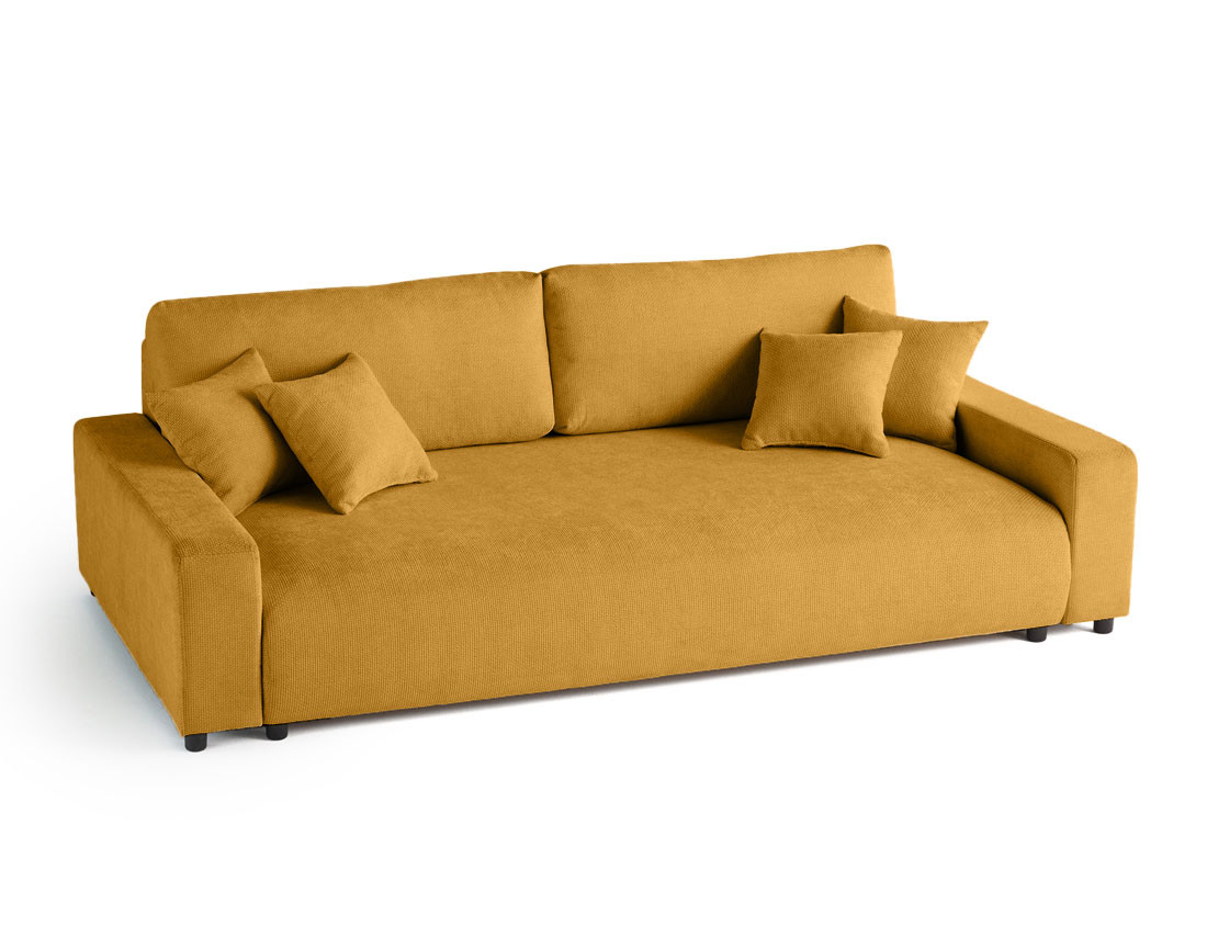 Canapé 3 places convertible avec coffre en velours texturé Pivoine