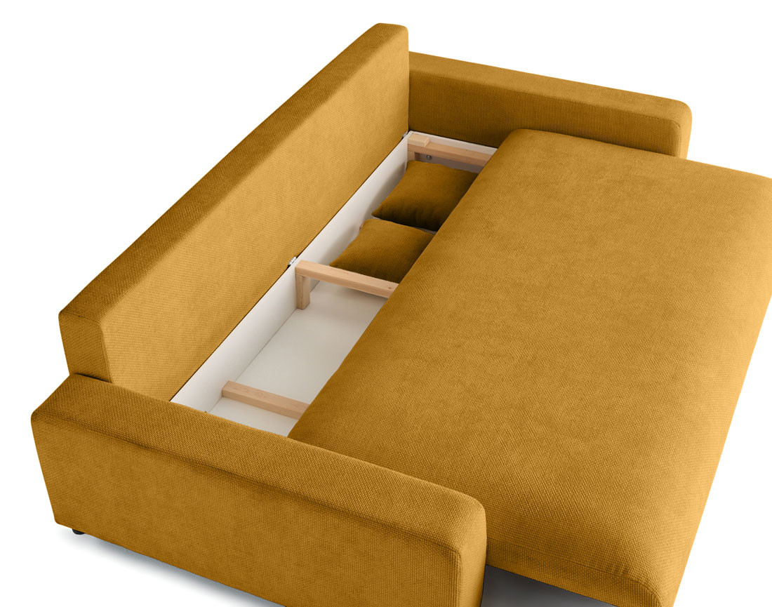 Canapé 3 places convertible avec coffre en velours texturé Pivoine