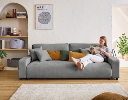 Canapé 3 places convertible avec coffre en velours texturé Pivoine