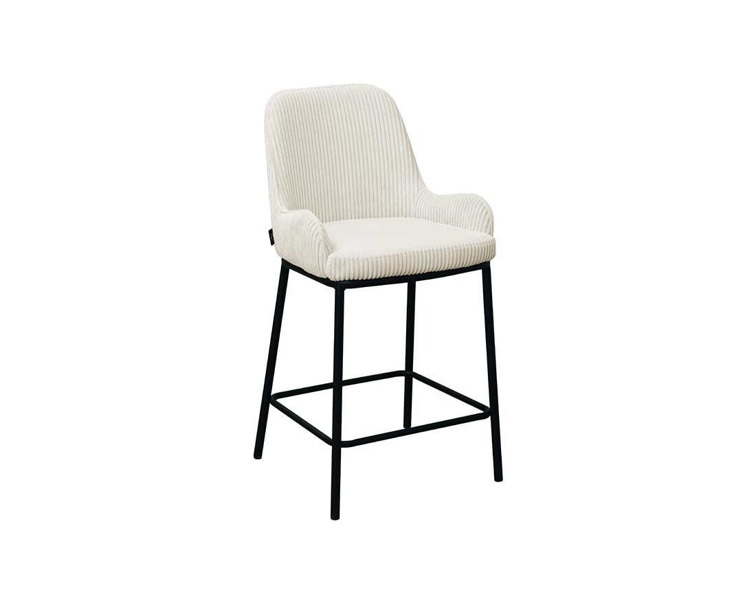Lot de 2 chaises de bar en velours côtelé beige 65cm Salinas