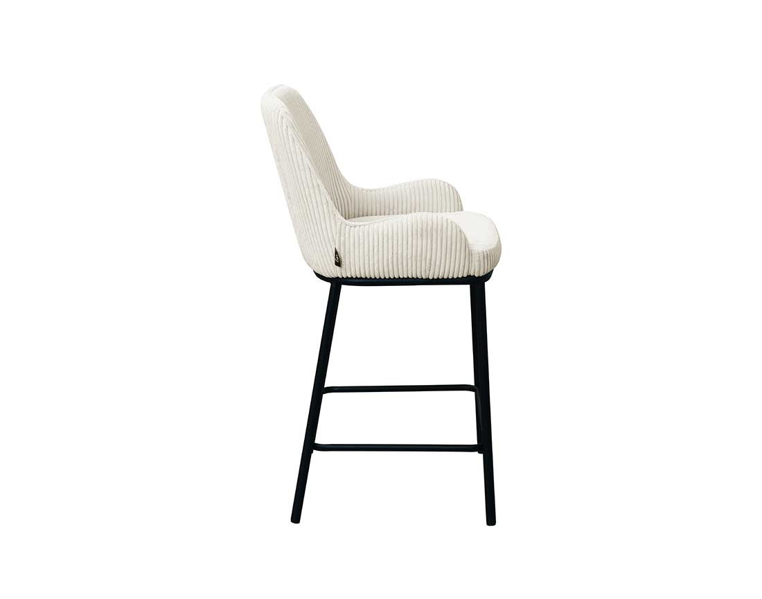 Lot de 2 chaises de bar en velours côtelé beige 65cm Salinas