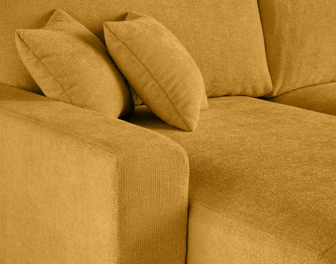 Canapé panoramique en U 7 places convertible avec coffre en velours texturé Pivoine