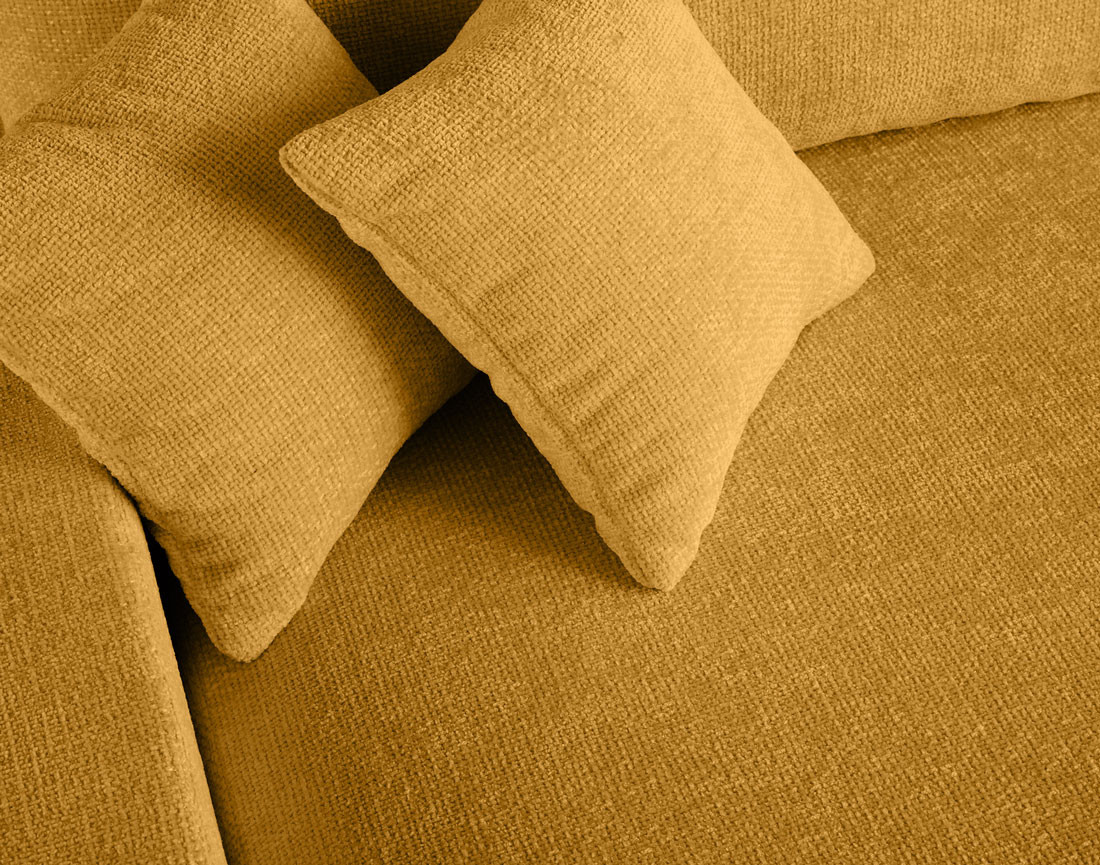 Canapé panoramique en U 7 places convertible avec coffre en velours texturé Pivoine