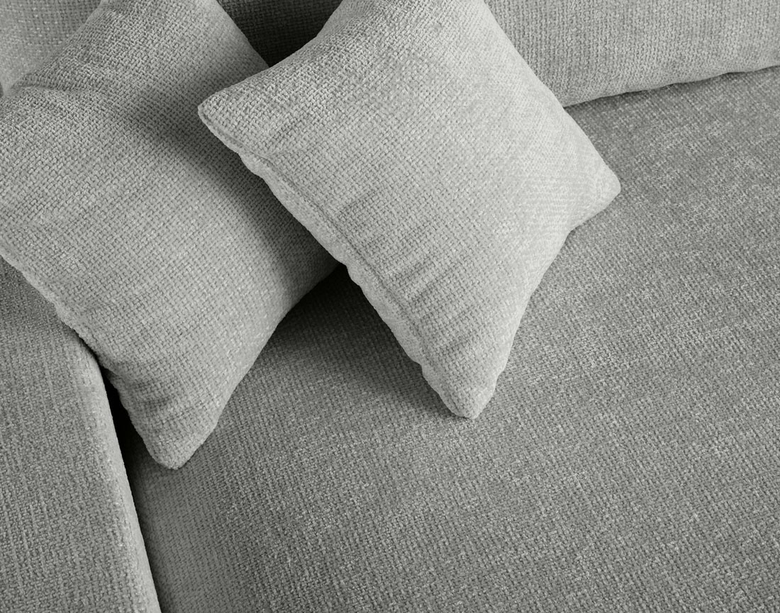 Canapé panoramique en U 7 places convertible avec coffre en velours texturé Pivoine