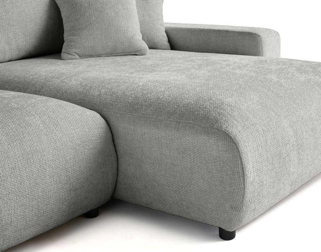 Canapé panoramique en U 7 places convertible avec coffre en velours texturé Pivoine